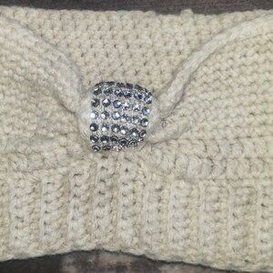 Womens Crystal Knot Bow Knit Head Wrap Head Warmer